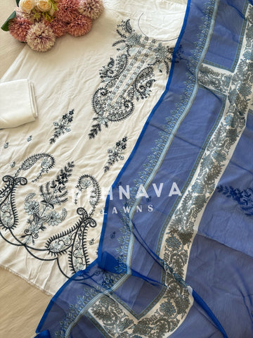 Rayon white embroidered casual wear