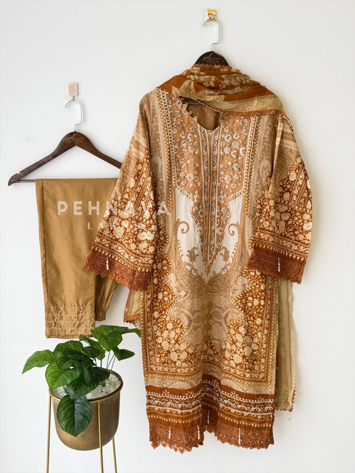 Yellow Neckline Embroidered Pak-Suit AZ-1362-B