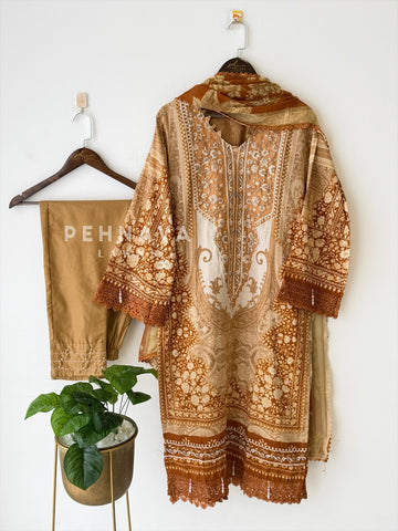 Yellow Neckline Embroidered Pak-Suit AZ-1362-B
