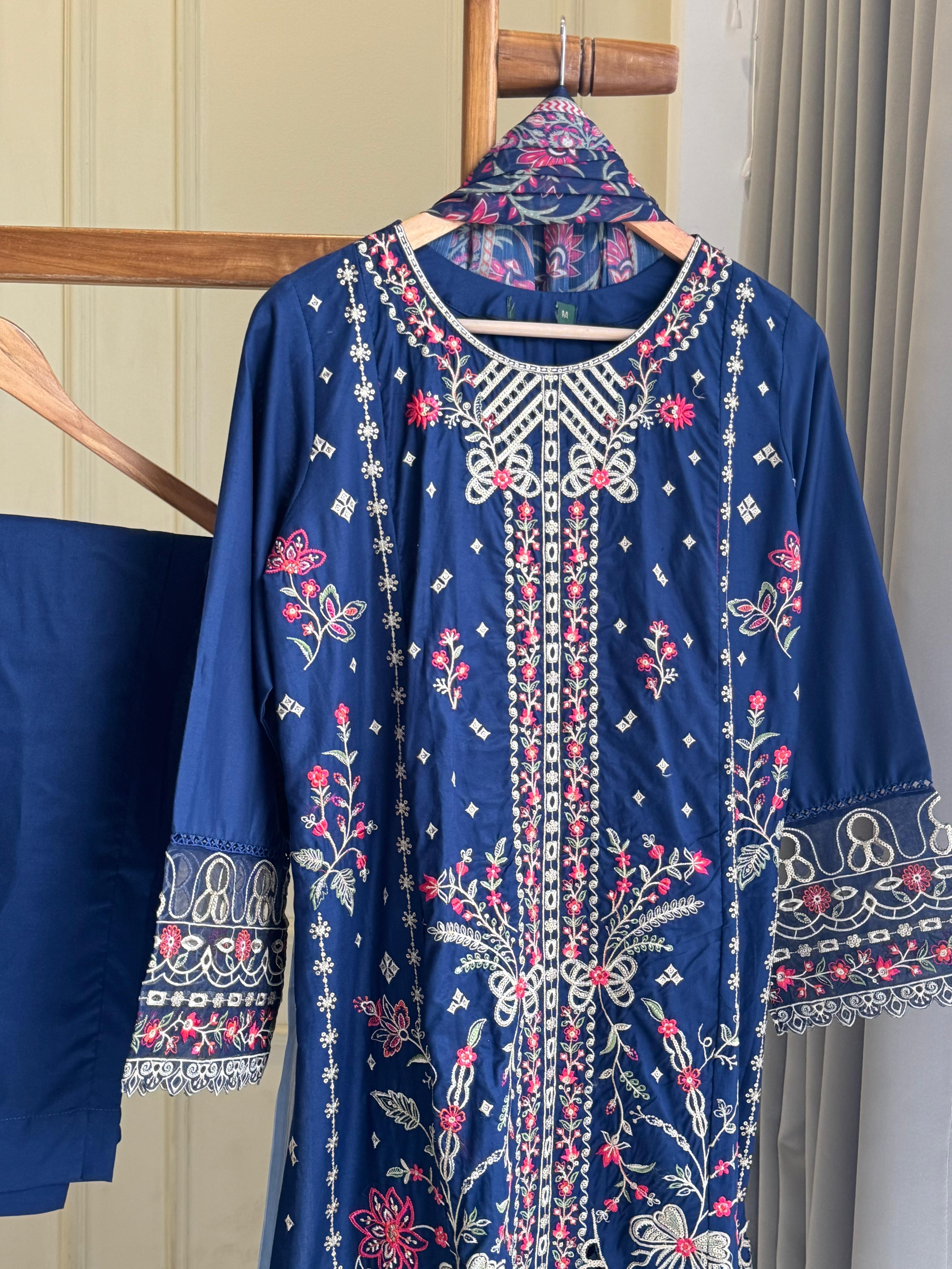 Binsaeed Pakistani Embroidered lawn Suit-0864