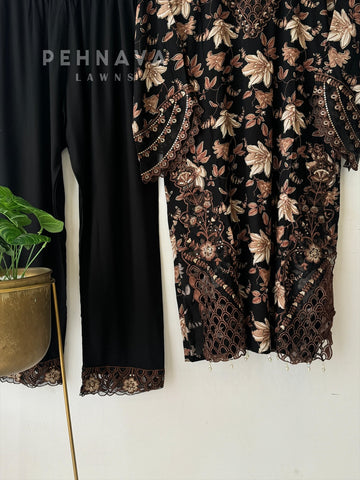 New Floral Embroidery Kurtha Set-247