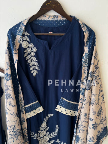 Floral Embroidered Cotton Suit