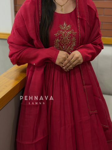 Floral Bead Handworked Suit H-185(25-30 Days Dispatching Time ) - Pehnava Lawns