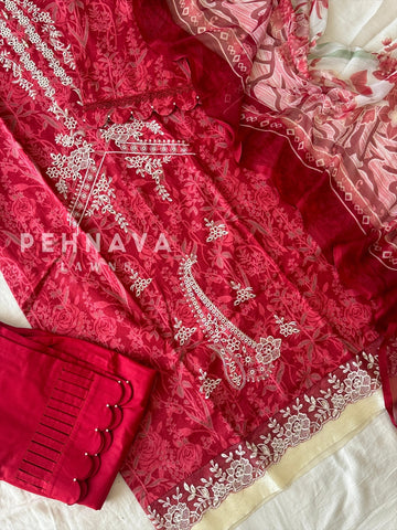 Embroidered Red Suit 1402