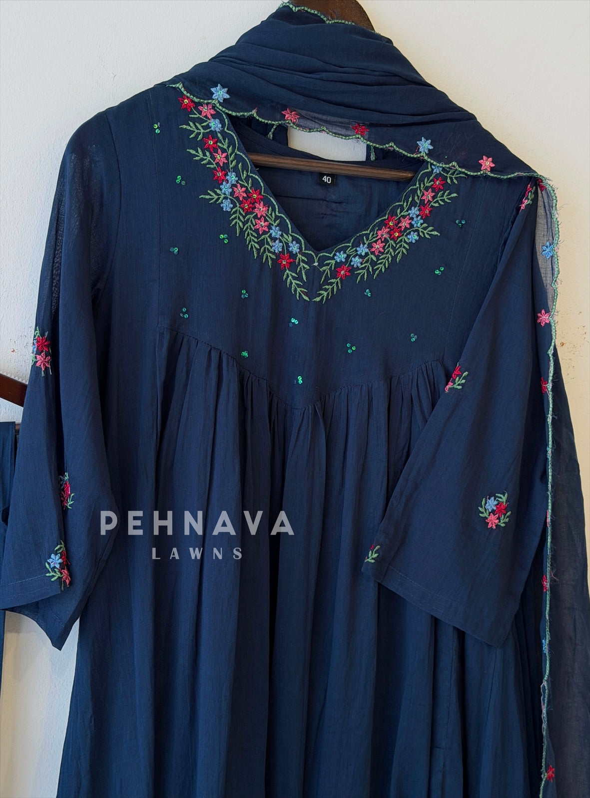 Thread Embroidered Cotton Suit Set-B275