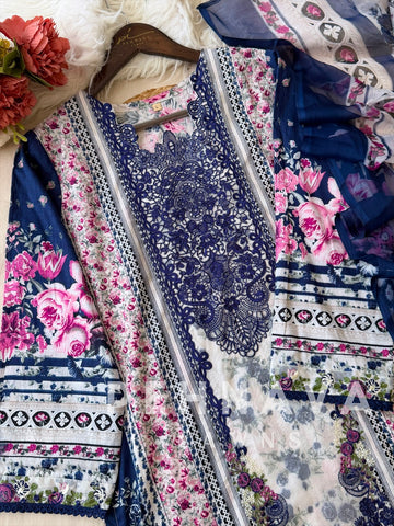 Signature Embroidered Lawn Unstitched Suit 1848