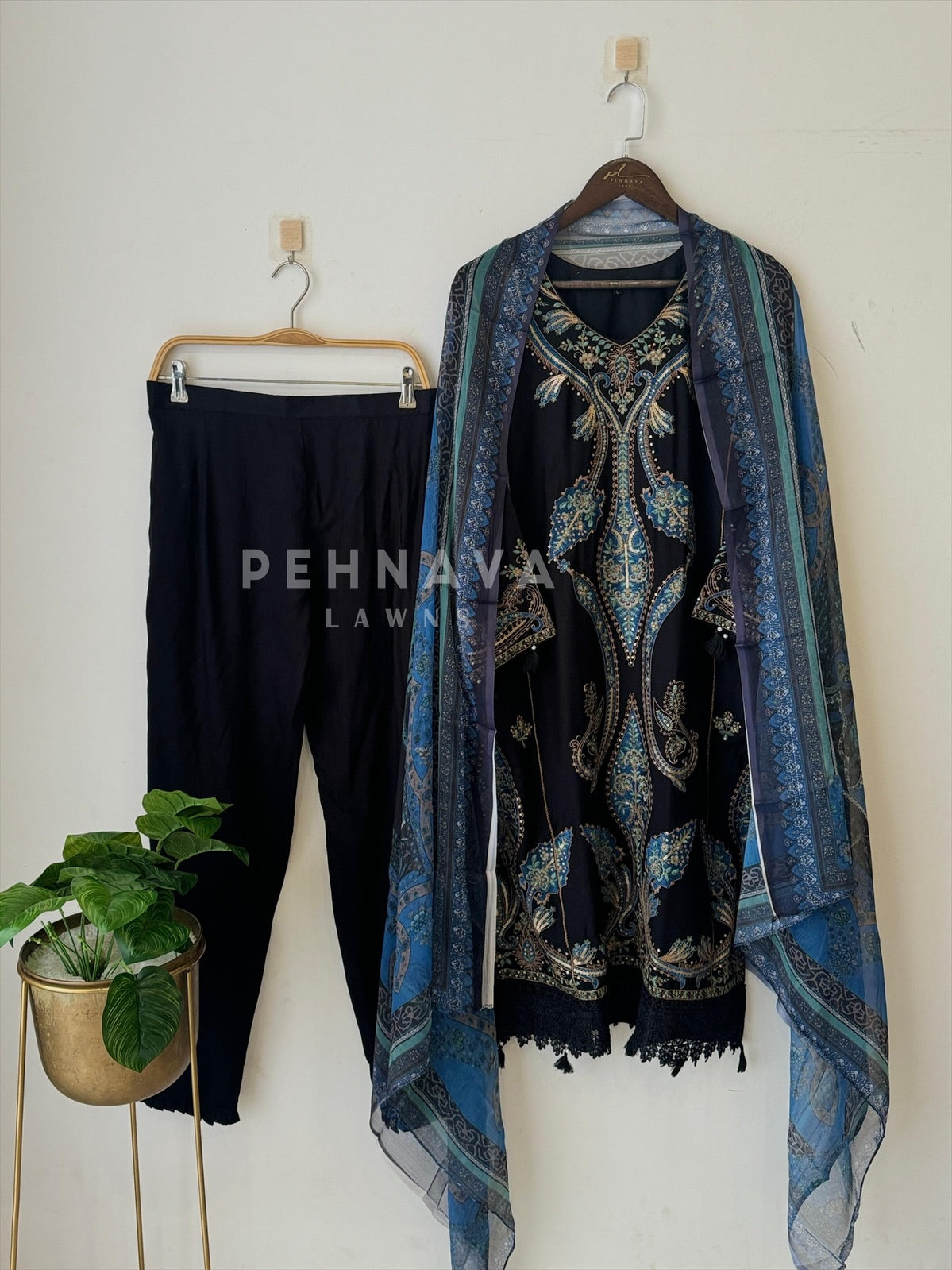 Floral Embroidered Rayon Suit