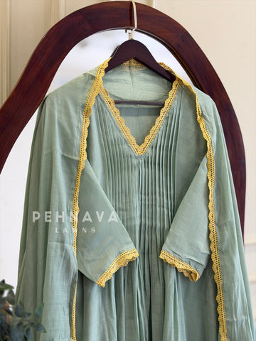 Lace Trimmed Anarkali Suit Set-12965