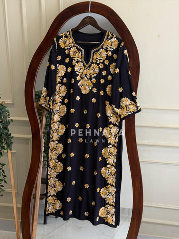Black & Pink/Gold Authentic Lucknowi Chikankari Kurta