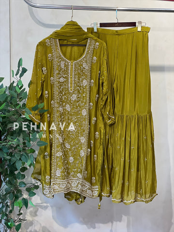 Heavily Handworked Sharara with Pure Chiffon Dupatta