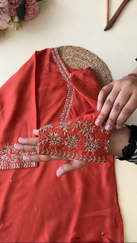 Premium russian silk suit with hand-work detailings-9076