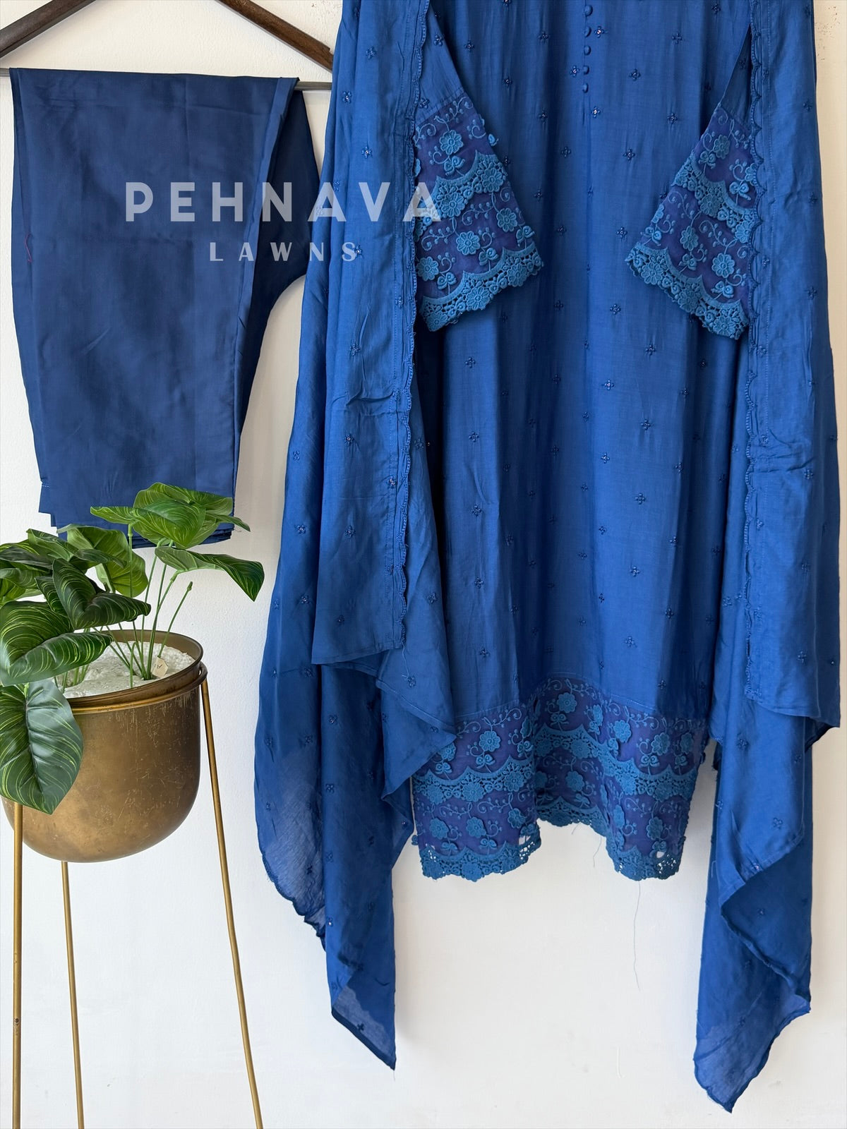 Lace‑Trimmed Embroidered Ensemble