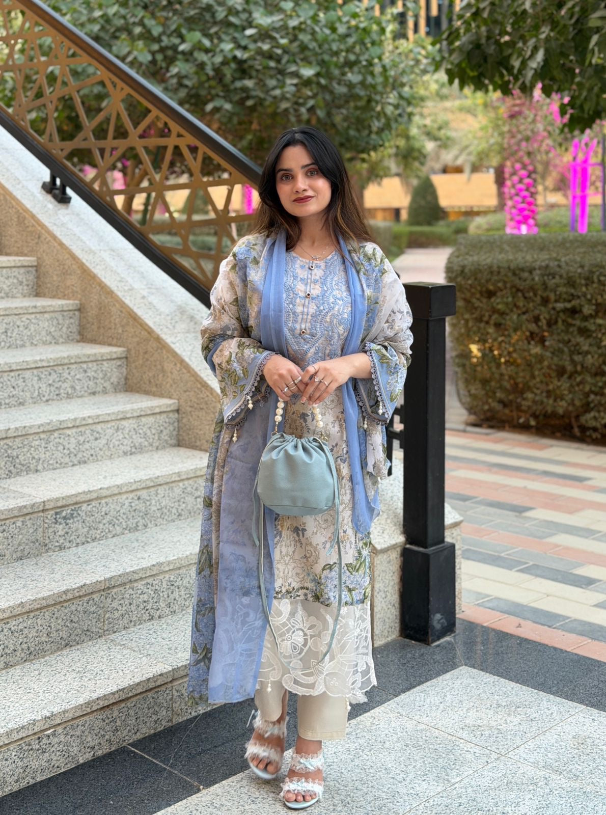 Off white Neckline Embroidered Pak-Suit