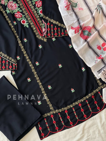 Black Embroidered Pakistani Suit - Pehnava Lawns