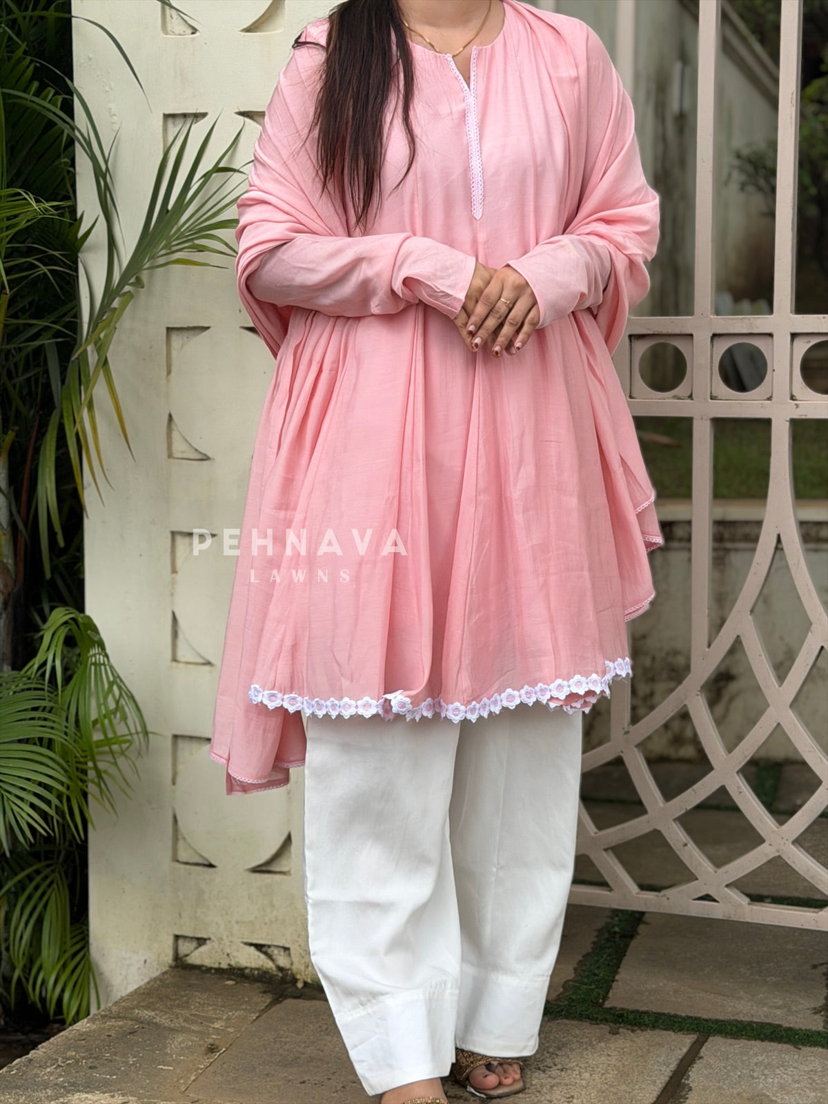 Floral Detailed Tunic set B215 - Pehnava Lawns