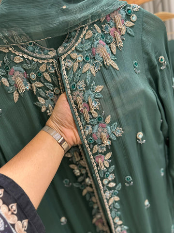 Premium Jacket Dress With Floral Handwork