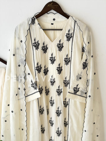 Panel Cut Embroidered Suit