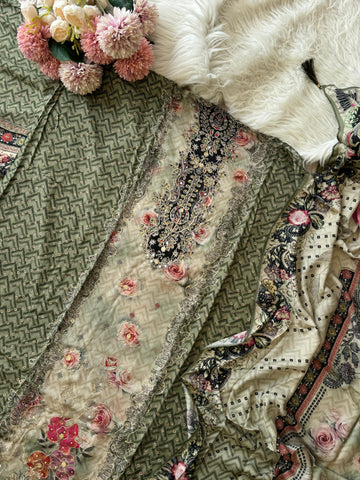 Premium Muslin Suit with Bloomy Prints-240