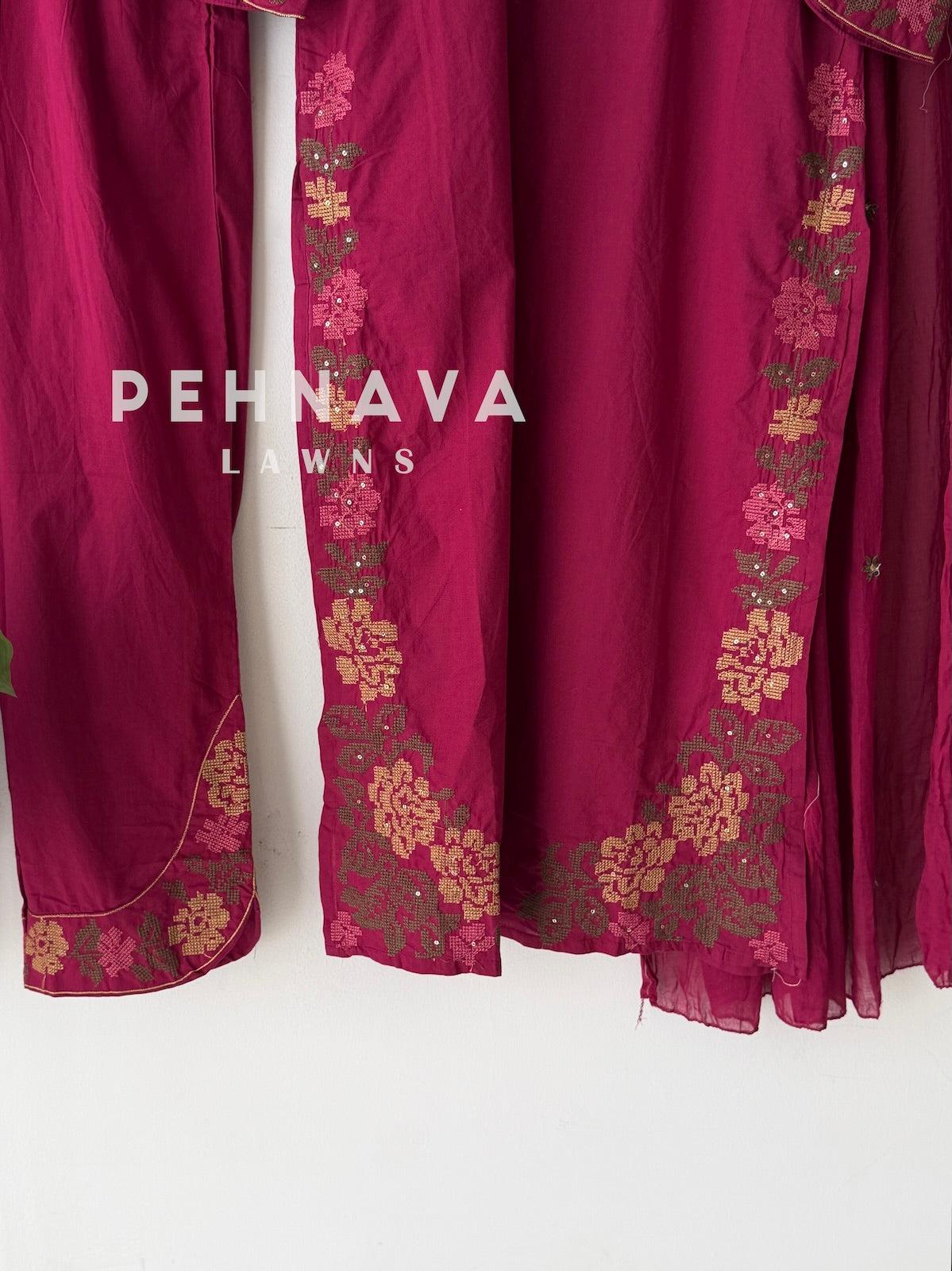 Border Embroidered Three Piece Set-13200