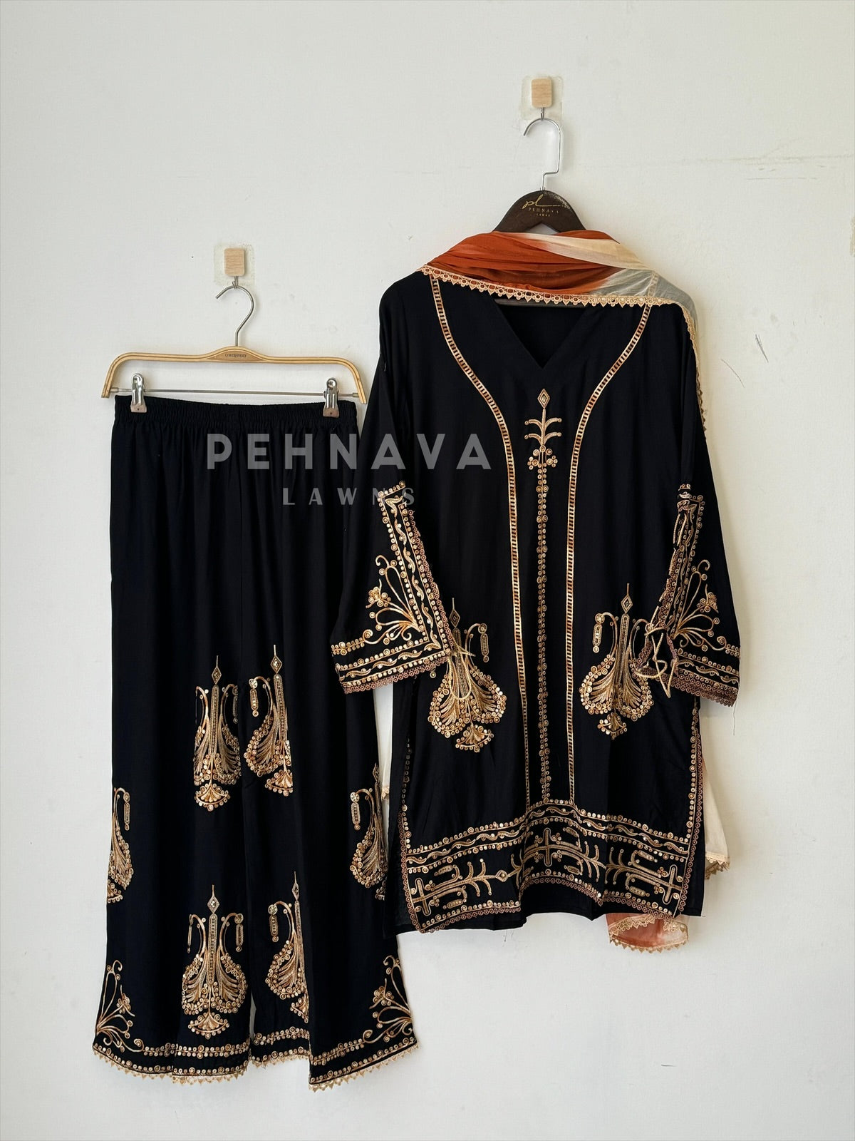 New Crimson Black Trendy Farshi Salwar - Pehnava Lawns