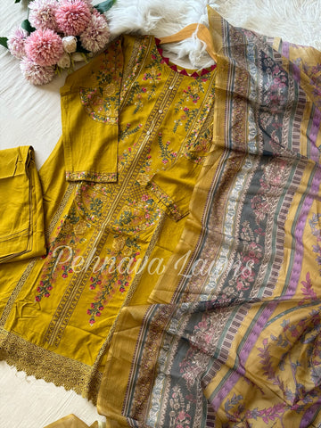 Fully embroidered Rayon suit-3560