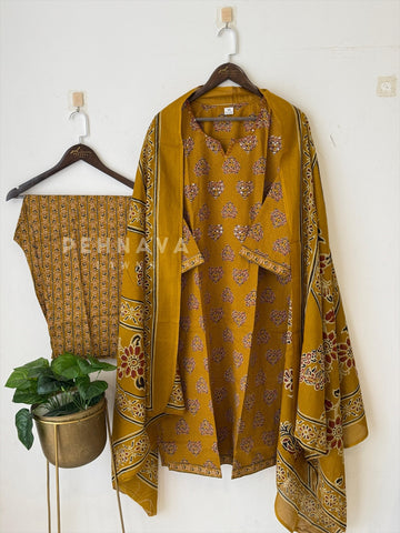 Ajrakh Printed Cotton Kurthi Set