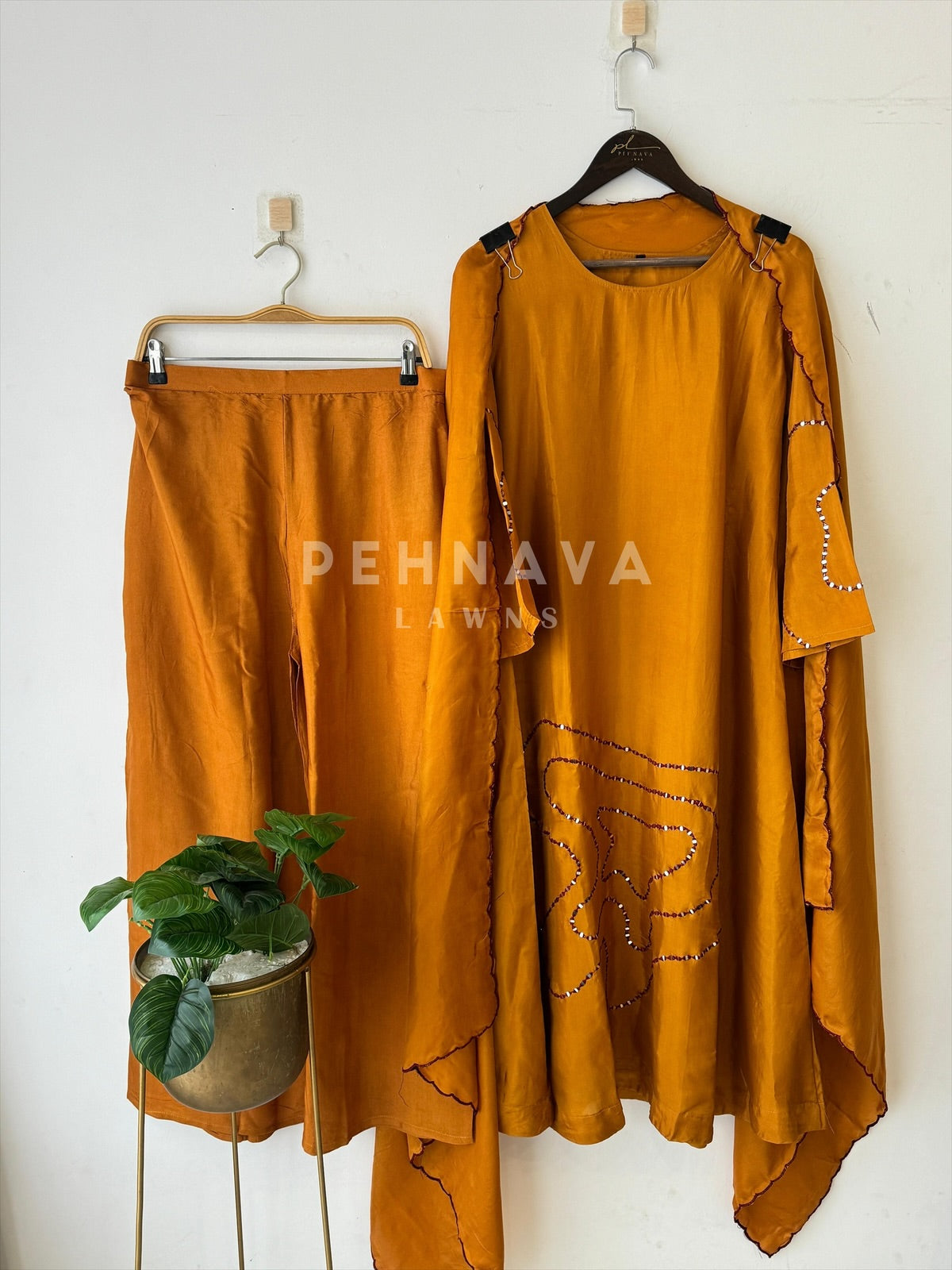 Mirror Work Silk Suit Set-3212