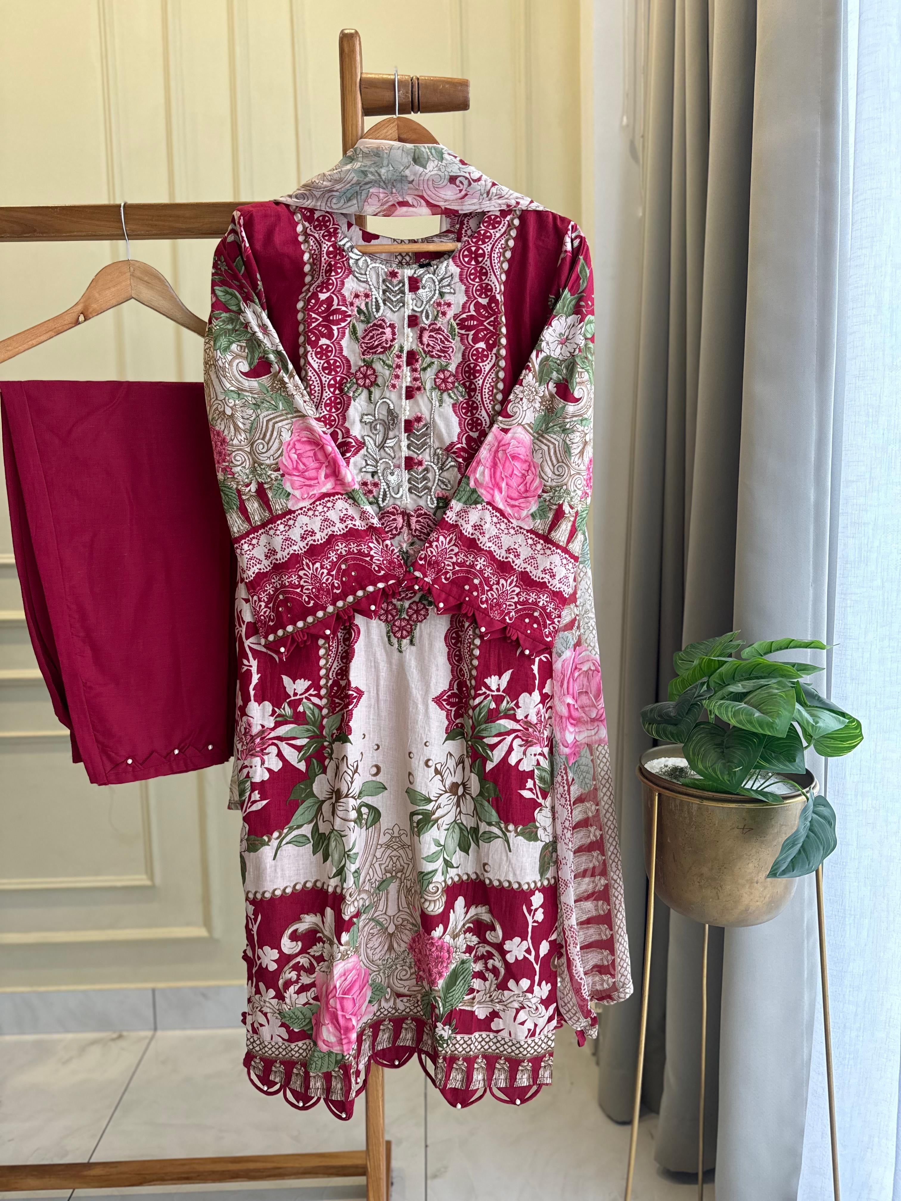 Pink Printed Modern Pakistani Suit-6