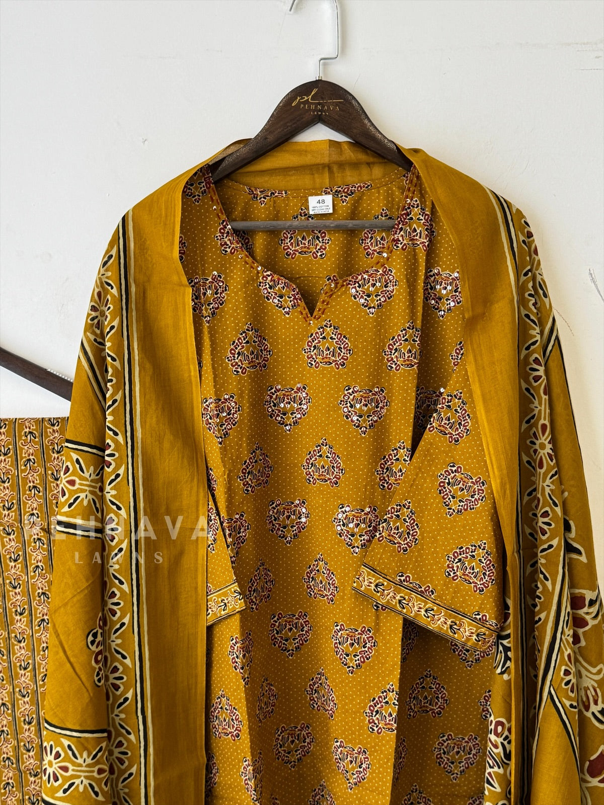 Ajrakh Printed Cotton Kurthi Set