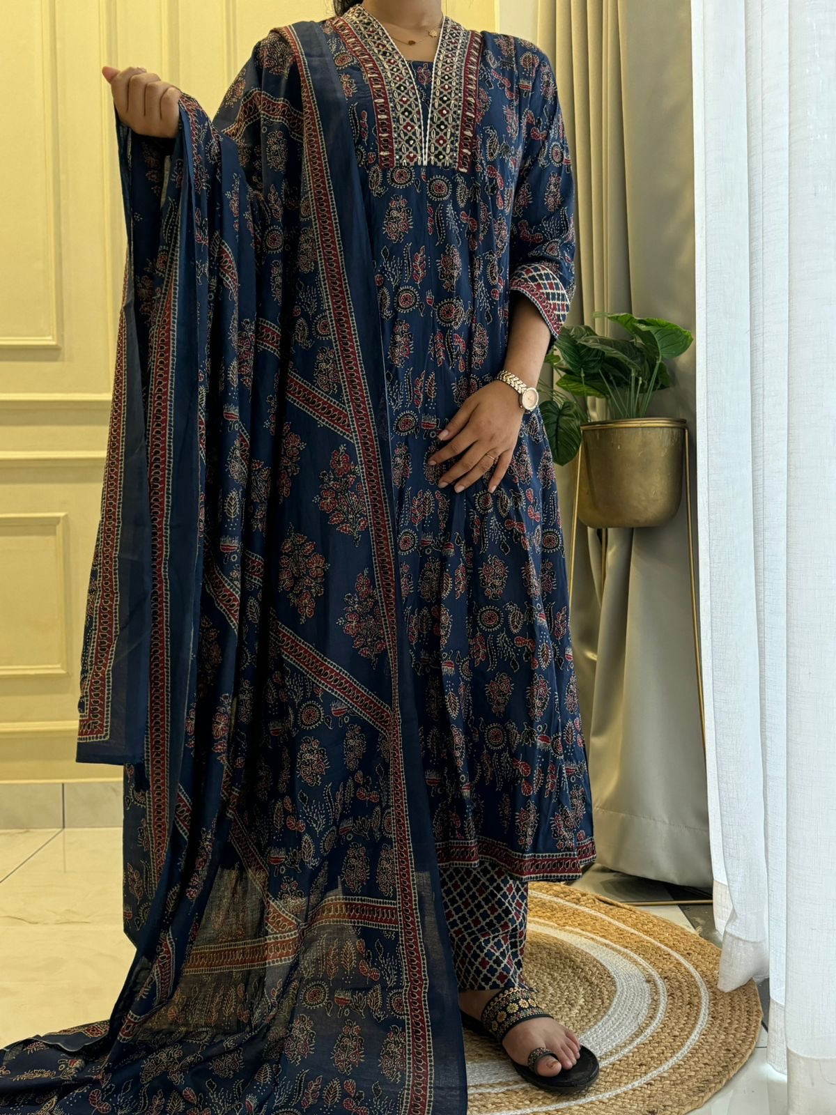 Ajrak Printed anarkali