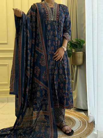 Ajrak Printed anarkali