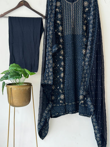 Georgette Chikankari Embroidered Suit-No.12 - Pehnava Lawns