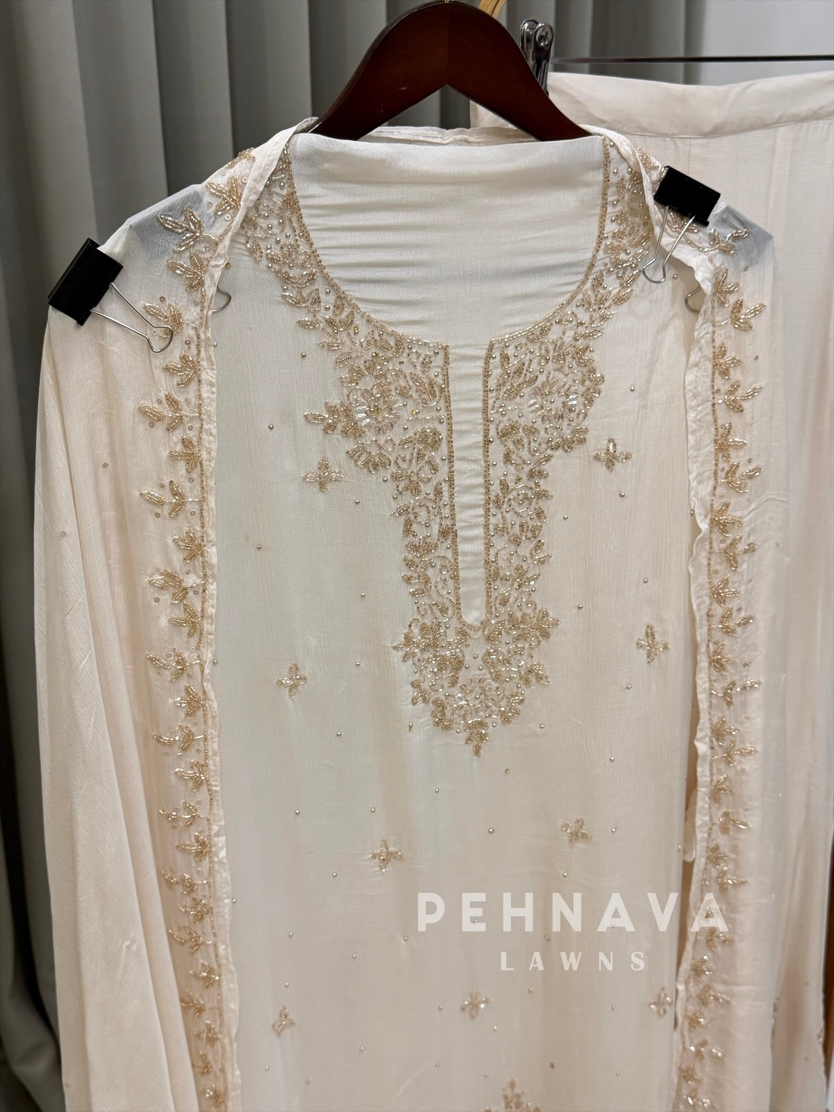 Premium Chinnon Handworked Semi Stitched Suit