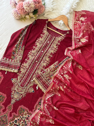 Red Casual Pakistani Outfit 2201