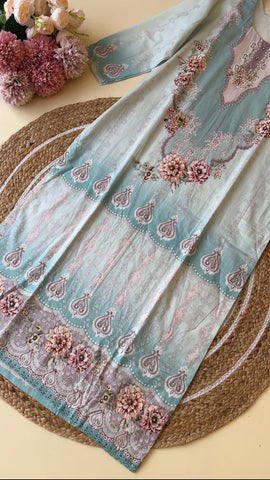 Pure cotton pakistani pattern suit with pure cotton scalloped dupatta
