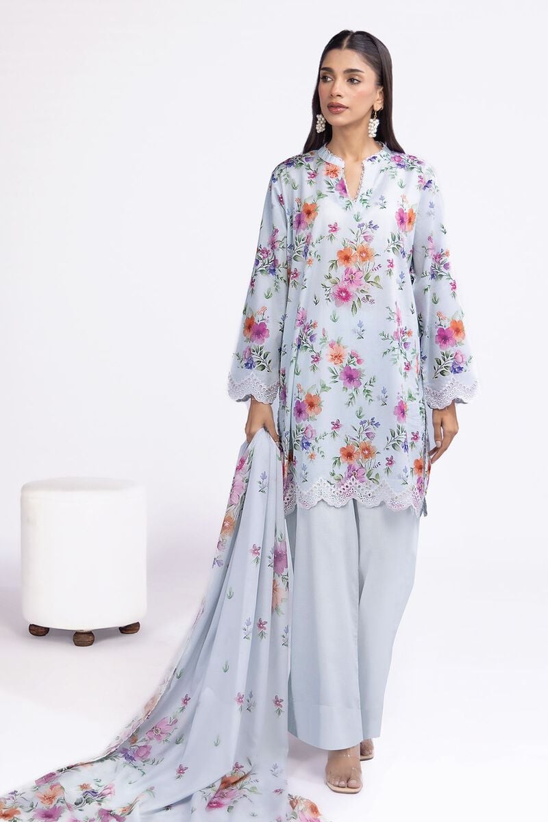 Khaadi Unstitched embroidered Lawn suit-0108