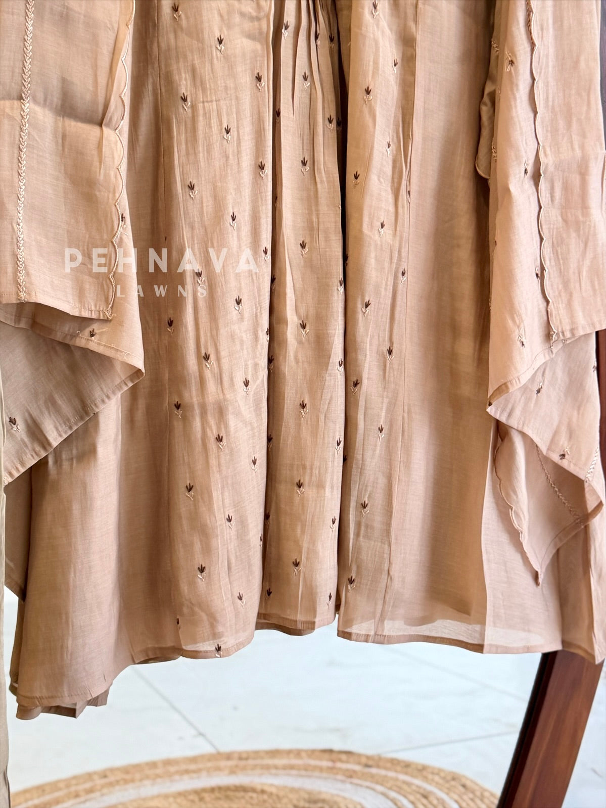 Floral Yoke Pleated Suit Set 19259