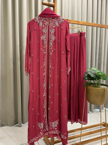 Premium Jacket Dress With Floral Handwork