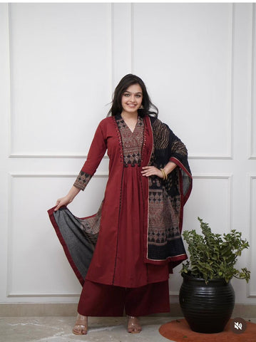 Cotton Yoke Mirror Suit Set