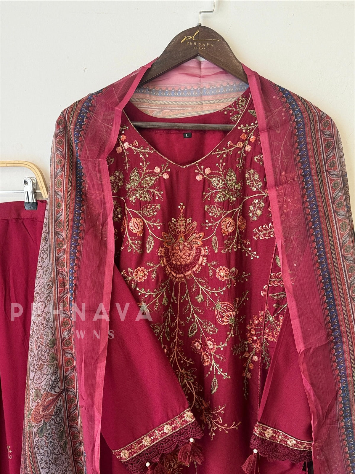 Floral Embroidered Rayon Suit