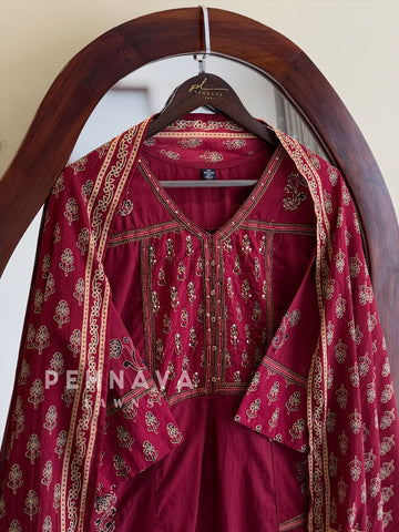 Printed Yoke Panel Suit Set 204