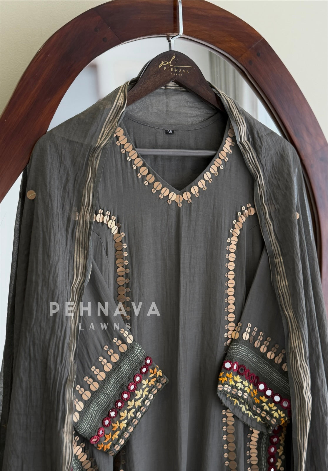 Boho Mirror Embroidered 3-Piece Suit