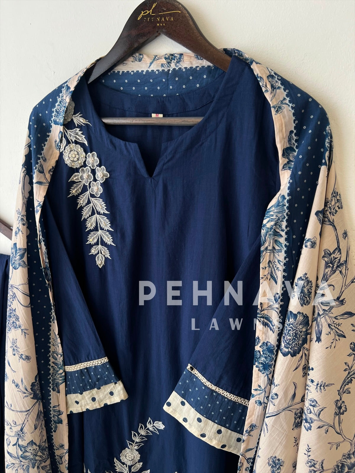 Floral Embroidered Cotton Suit