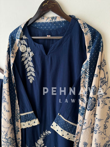 Floral Embroidered Cotton Suit