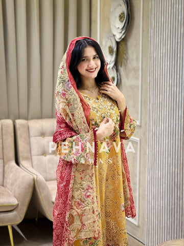 Yellow Printed Casual Suit