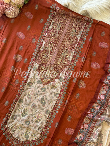 Pure  muslin with detailings  and muslin Dupatta-281