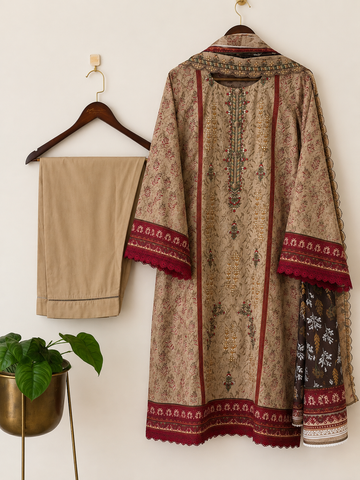 Signature Embroidered Lawn Unstitched Suit-3579 - Pehnava Lawns
