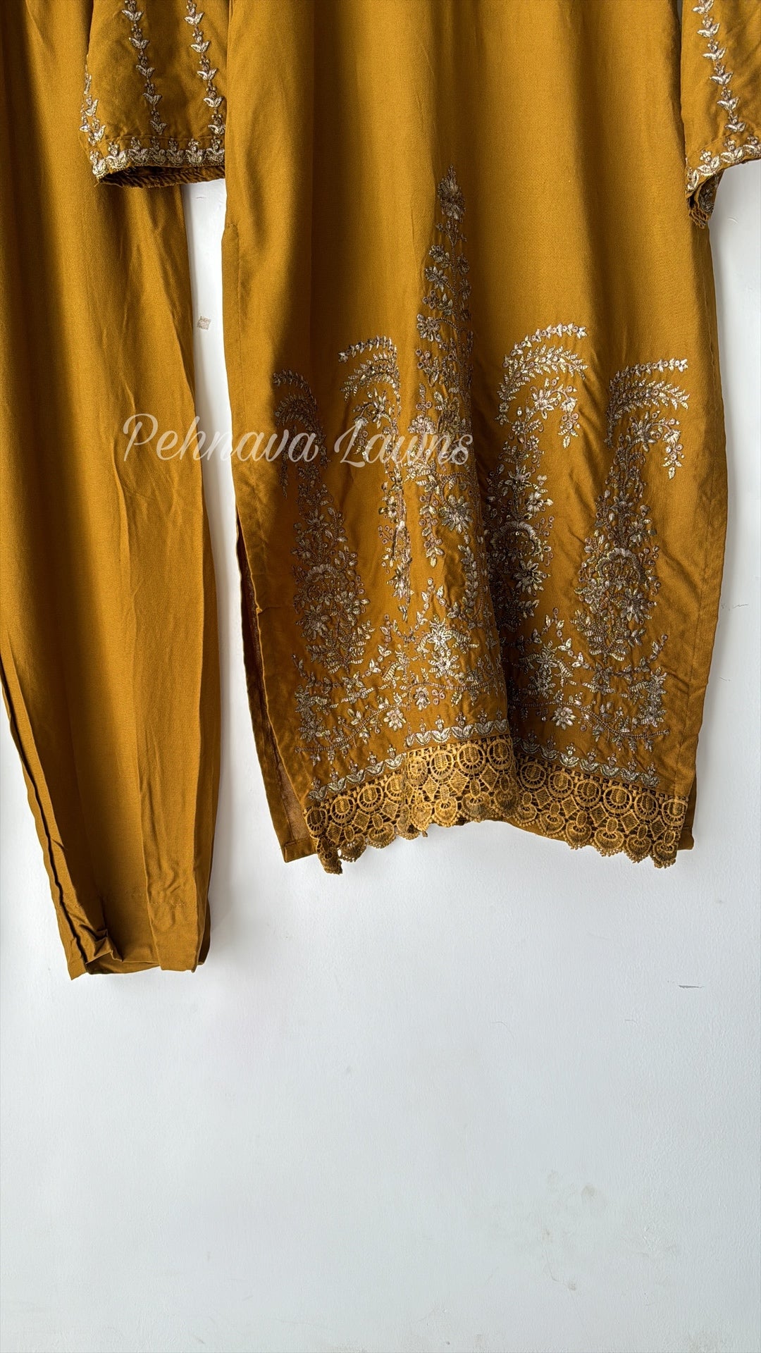 Semistitched Rayon Fully Embroidered Suit-3752
