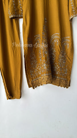 Semistitched Rayon Fully Embroidered Suit-3752