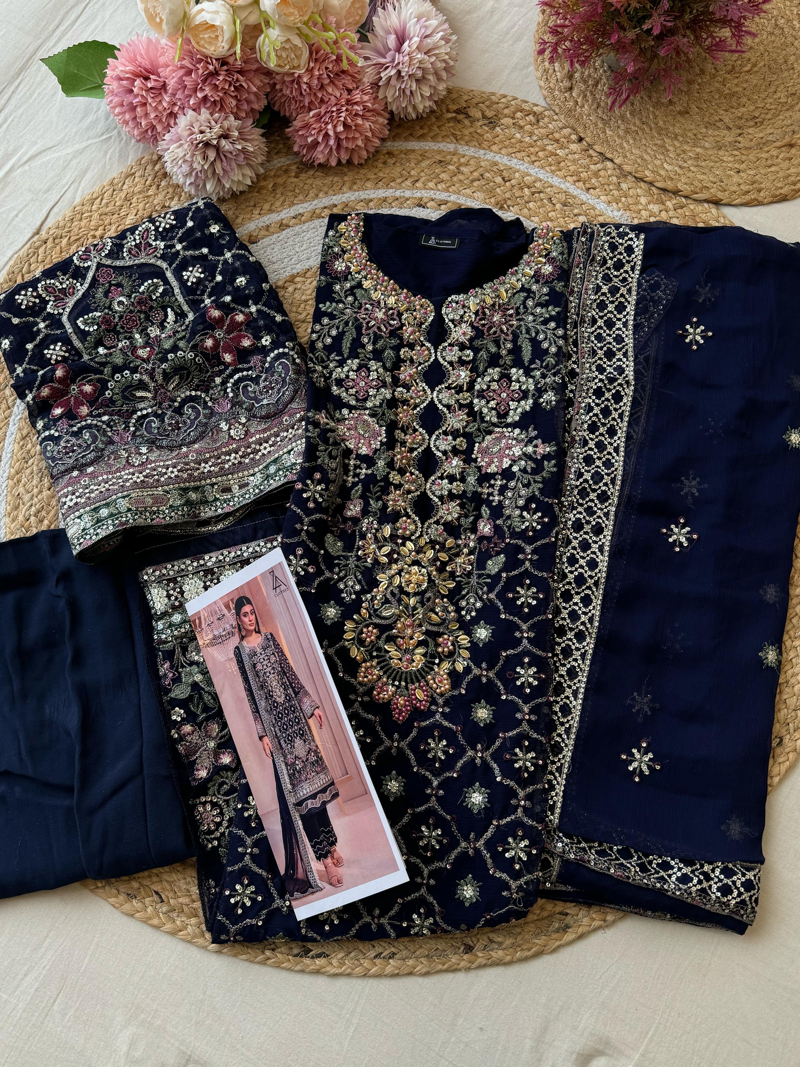 Semistitched Pure Chiffon Suit-6